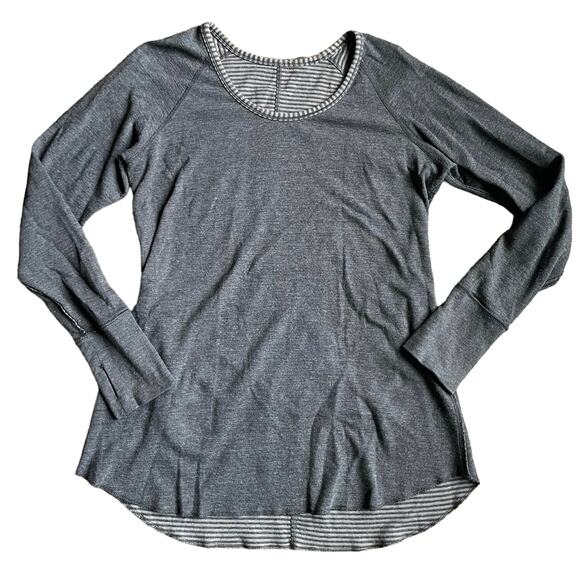 Lululemon Tops - Lululemon Open Your Heart Reversible Long Sleeve Striped Knit Top Thumbholes 10